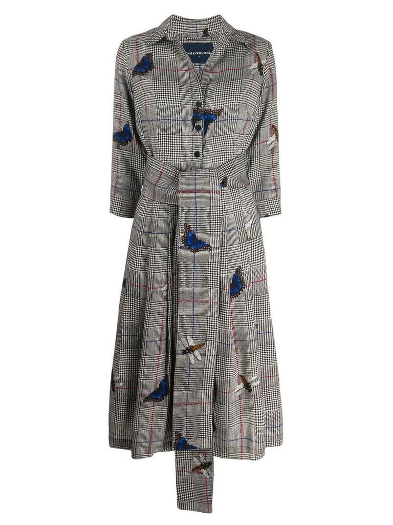 Samantha Sung Prince of Wales butterfly-print dress - Grey