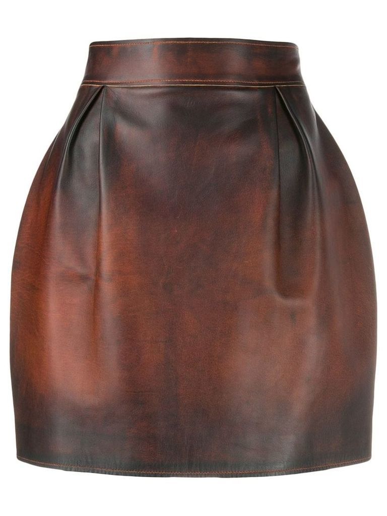 Versace distressed leather skirt - Brown
