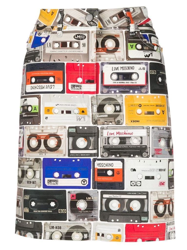 Love Moschino cassette print skirt - Black
