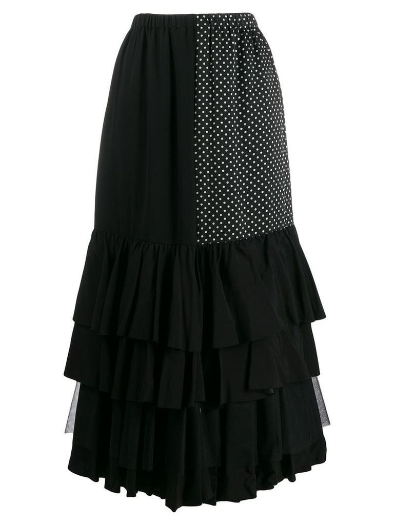 Junya Watanabe contrast panel ruffle skirt - Black