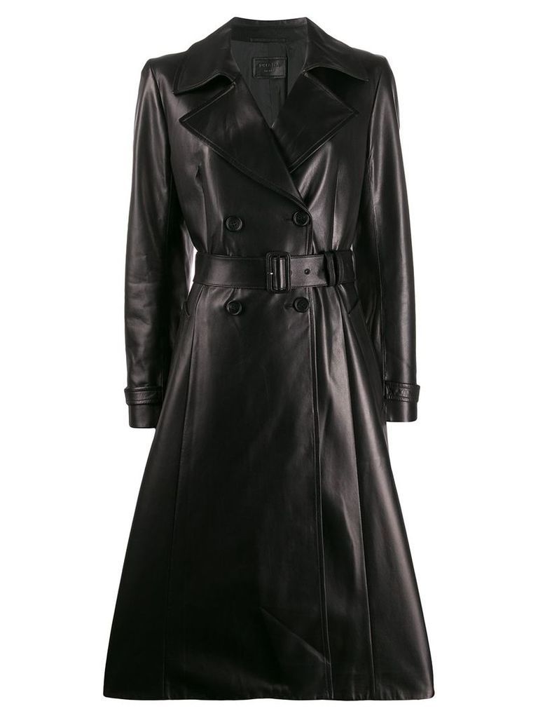 Prada belted leather trench coat - Black
