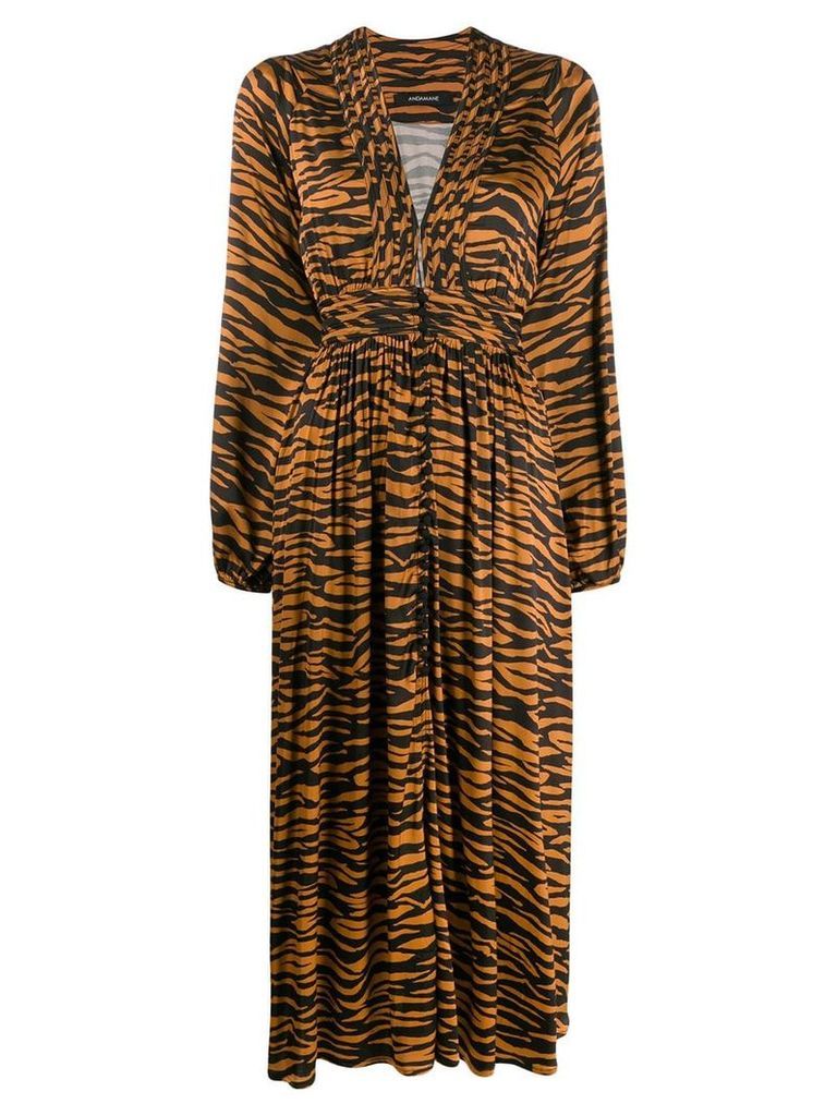 Andamane zebra print midi dress - Brown
