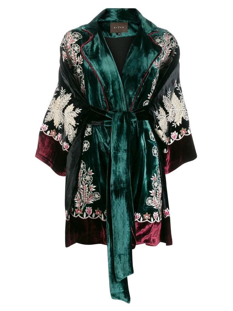 Biyan embroidered kimono coat - Green