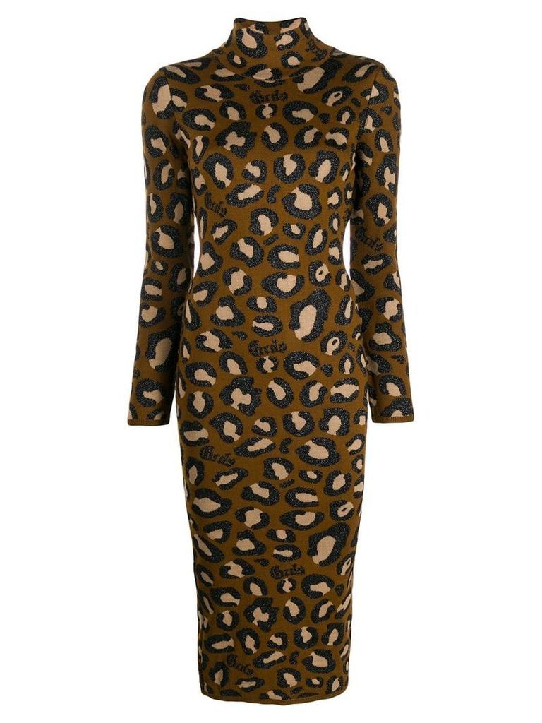 Gcds leopard print midi dress - Brown
