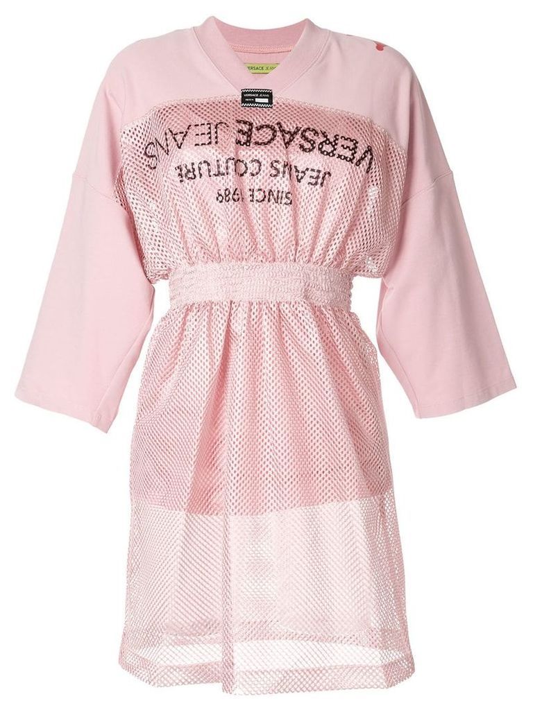 Versace Jeans Couture sporty mesh-panel dress - PINK