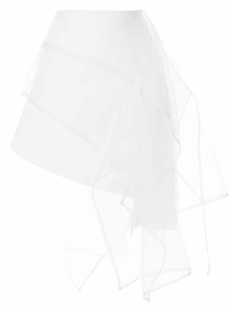 Shanshan Ruan organza-panelled skirt - White