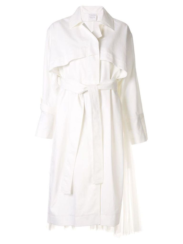 Shanshan Ruan chiffon-panelled trench coat - White