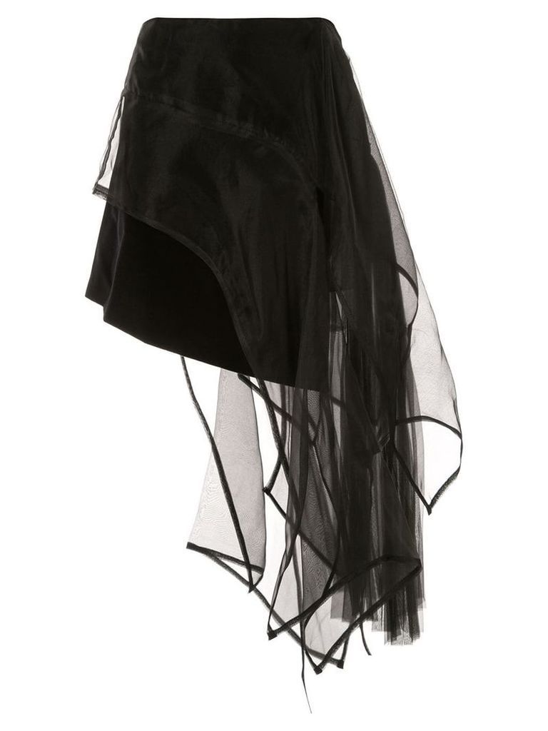 Shanshan Ruan organza-panelled skirt - Black