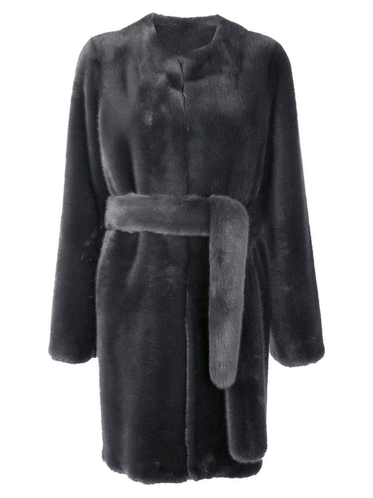 Vera Wang faux fur belted coat - Grey