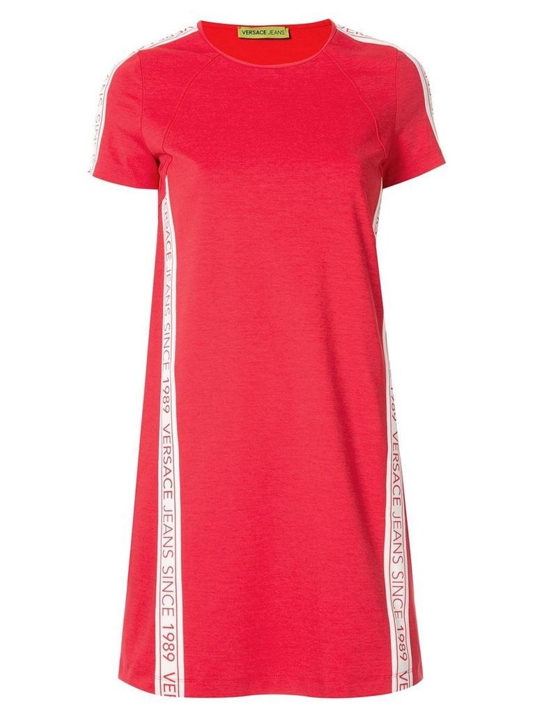 Versace Jeans Couture logo stripe shift dress - Red
