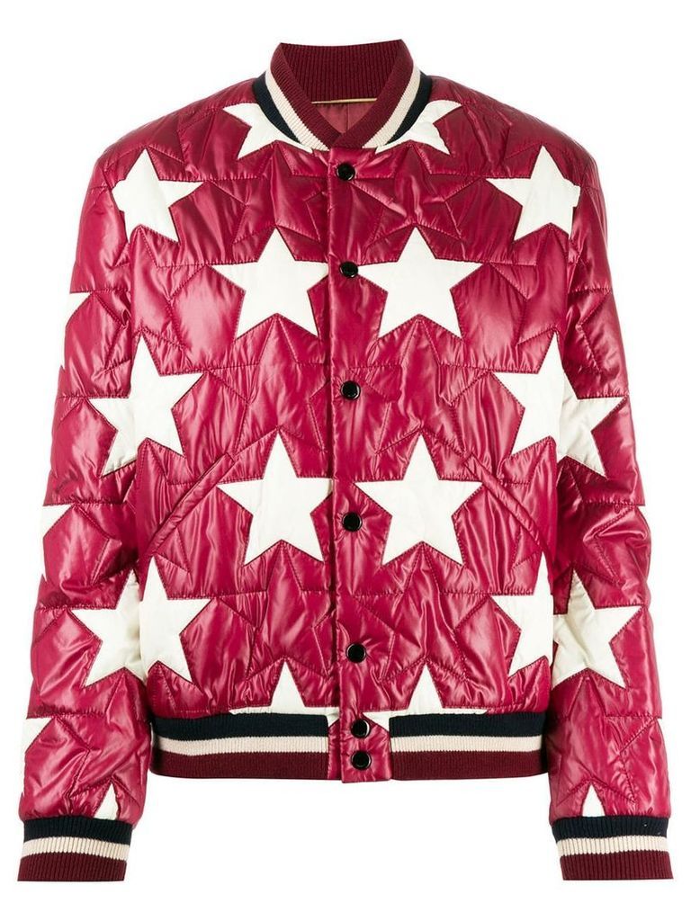 Saint Laurent star quilted bomber jacket - Red