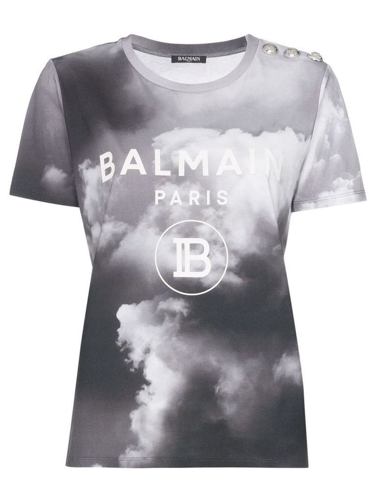 Balmain cloud print logo T-shirt - Grey