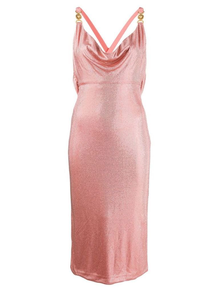 Versace crystal-embellished fitted halterneck dress - PINK