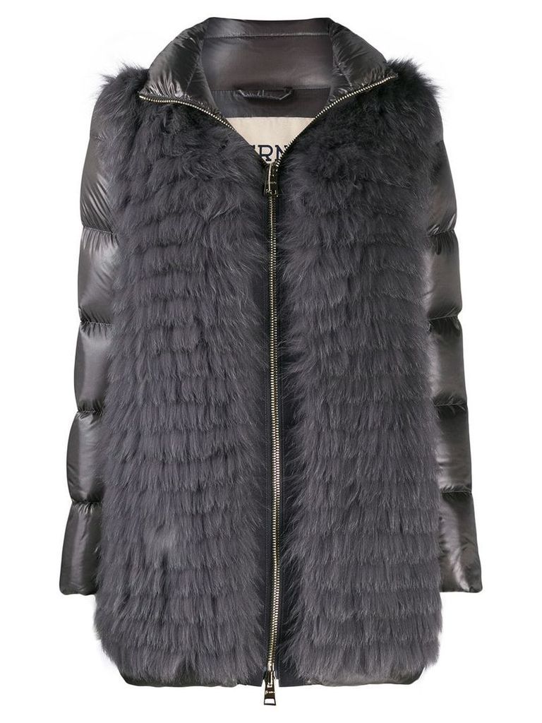 Herno fur fronted padded jacket - Grey