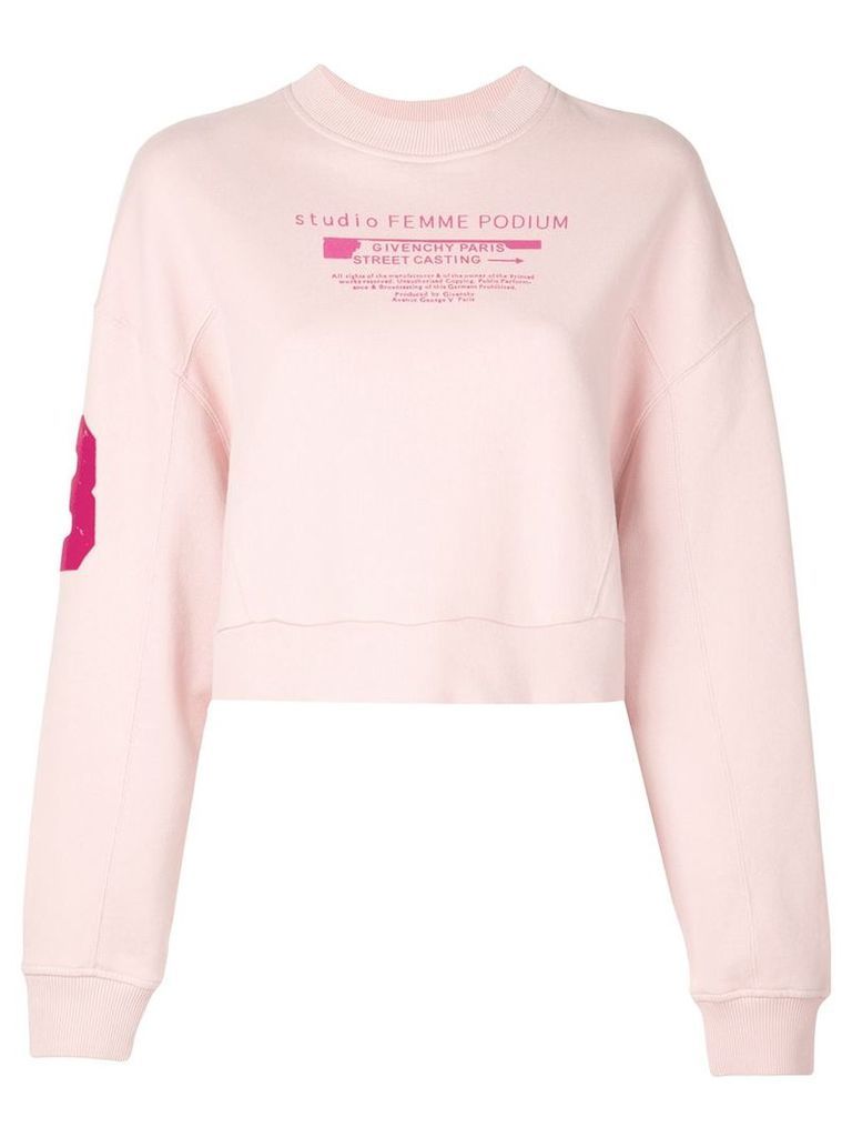 Givenchy logo print crew neck cropped sweater - Pink