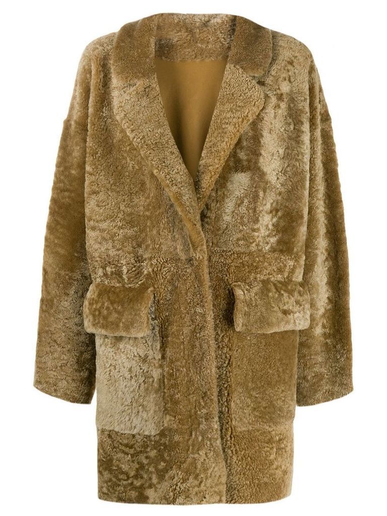 Drome textured shearling coat - Brown