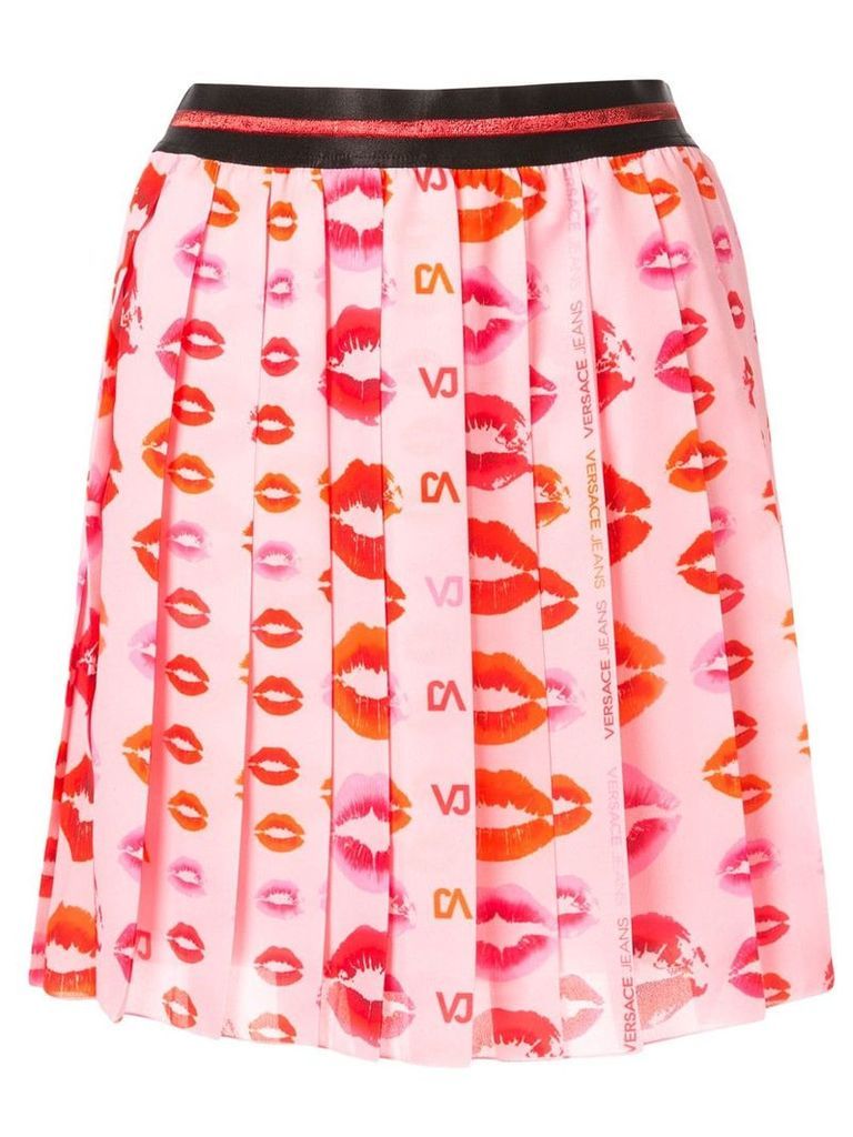 Versace Jeans Couture lips print pleated skirt - PINK