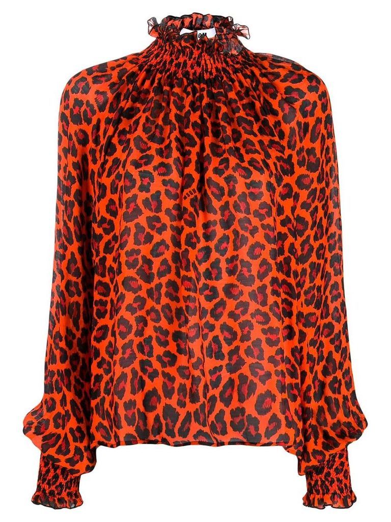 MSGM leopard print turtleneck blouse - ORANGE