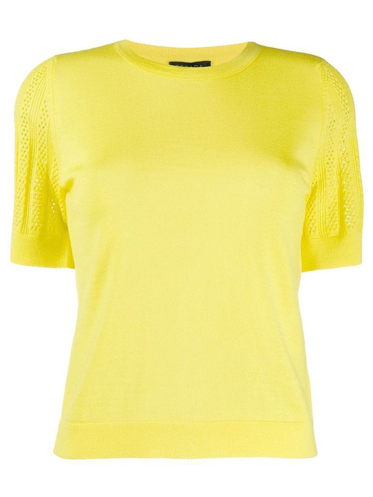 Escada perforated sleeve knitted top - Yellow