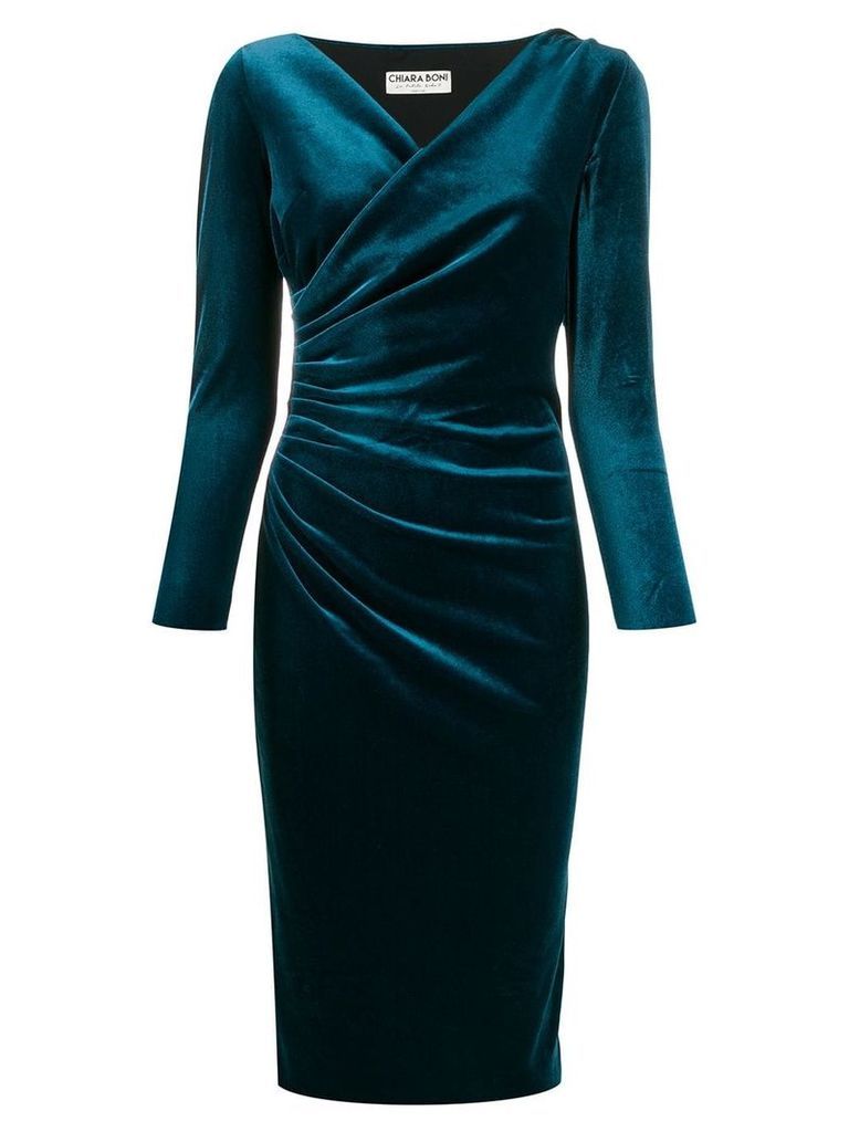 Le Petite Robe Di Chiara Boni velvet wrap style dress - Blue