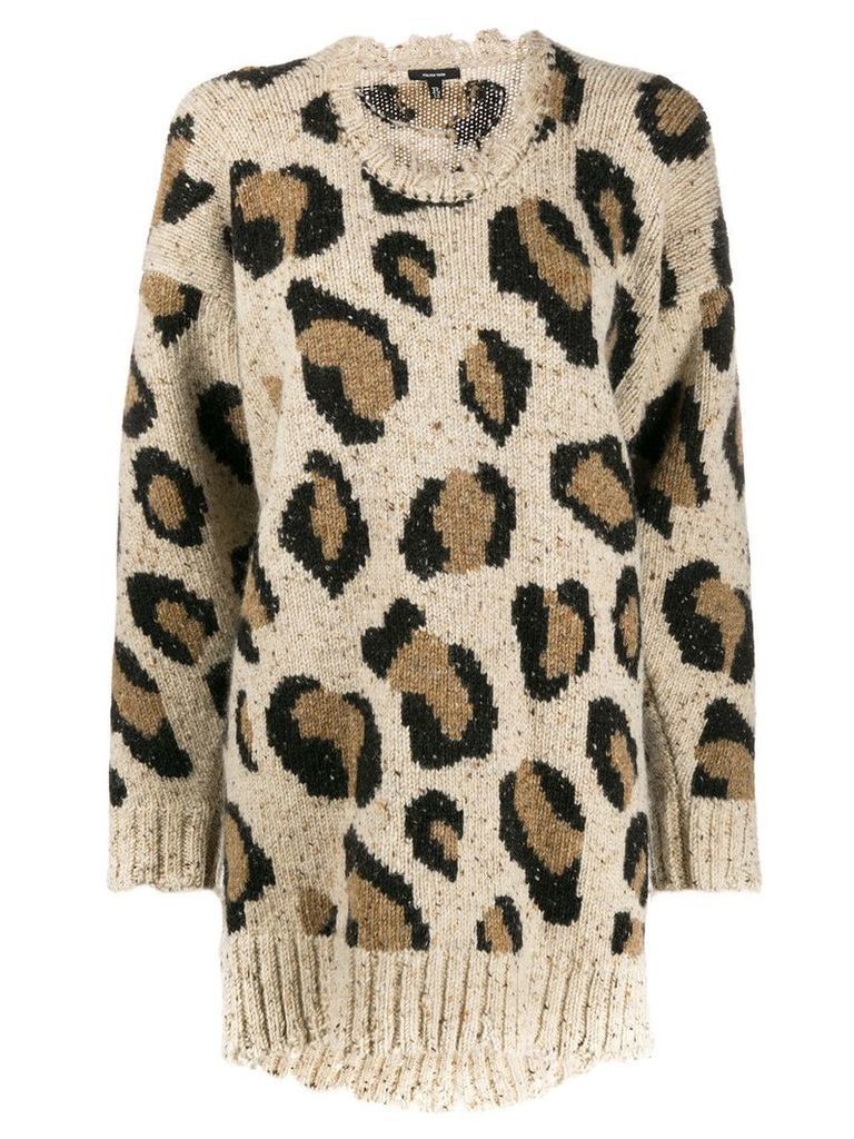 R13 leopard print sweater - White