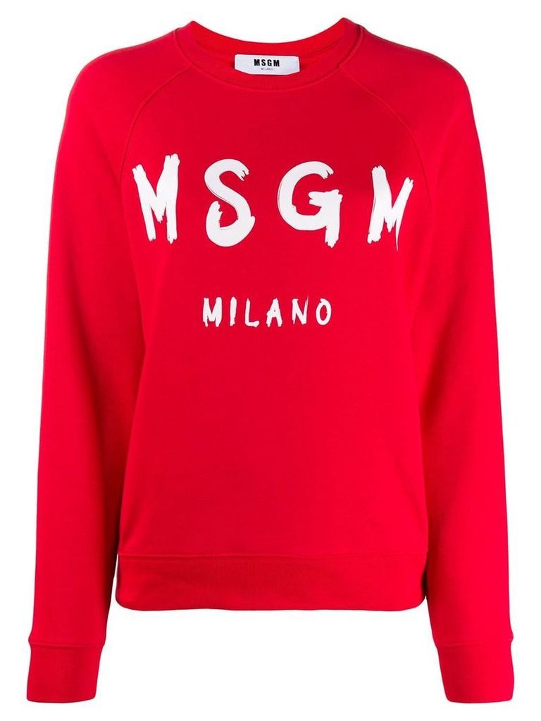 MSGM logo ribbed crew neck sweater - Red