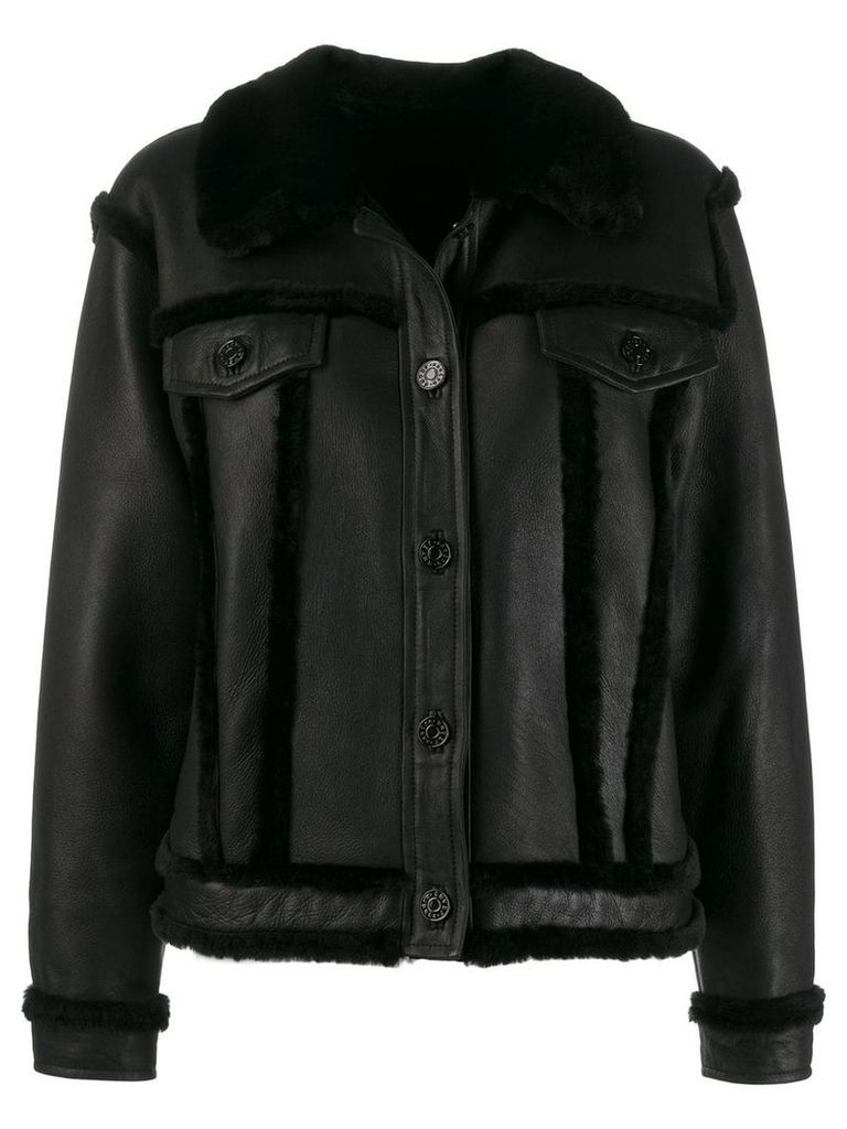 Sandro Paris buttoned shearling jacket - Black