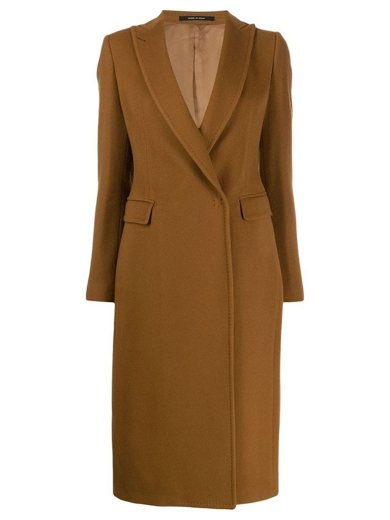 Tagliatore concealed front coat - Brown