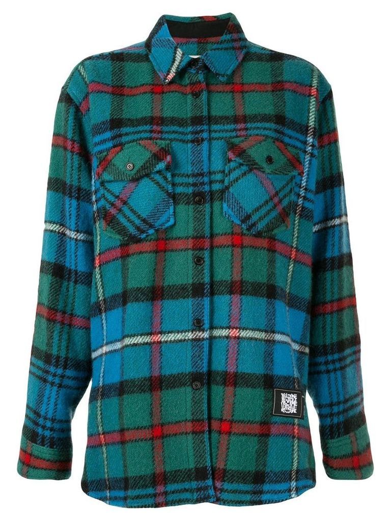 We11done checked oversized shirt - Blue