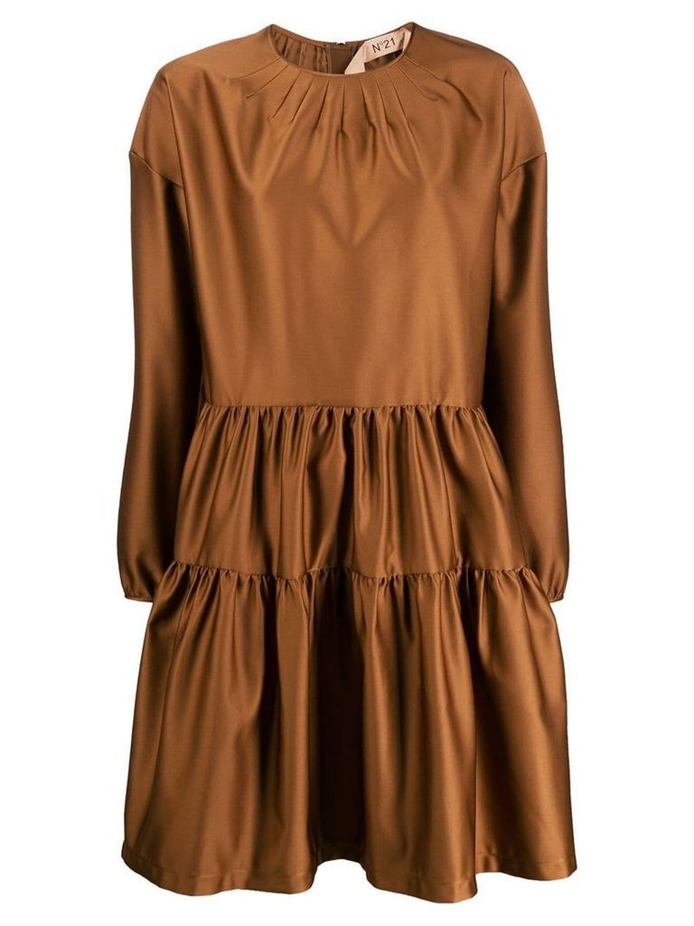 Nº21 flared tiered dress - Brown