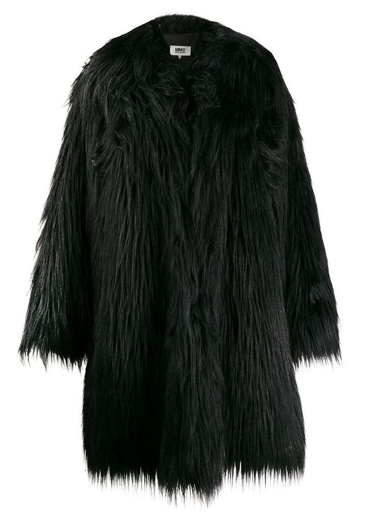 MM6 Maison Margiela furry oversized coat - Black