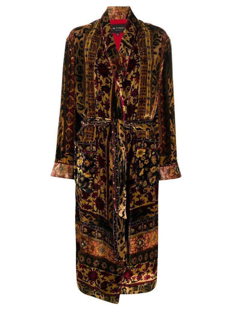 Etro carpet pattern belted coat - Neutrals
