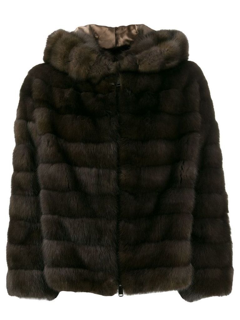 Liska Rita zip-up hooded coat - Brown