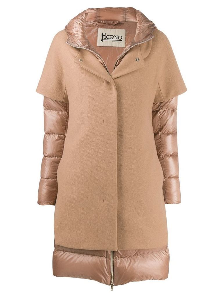 Herno contrast panel padded coat - NEUTRALS
