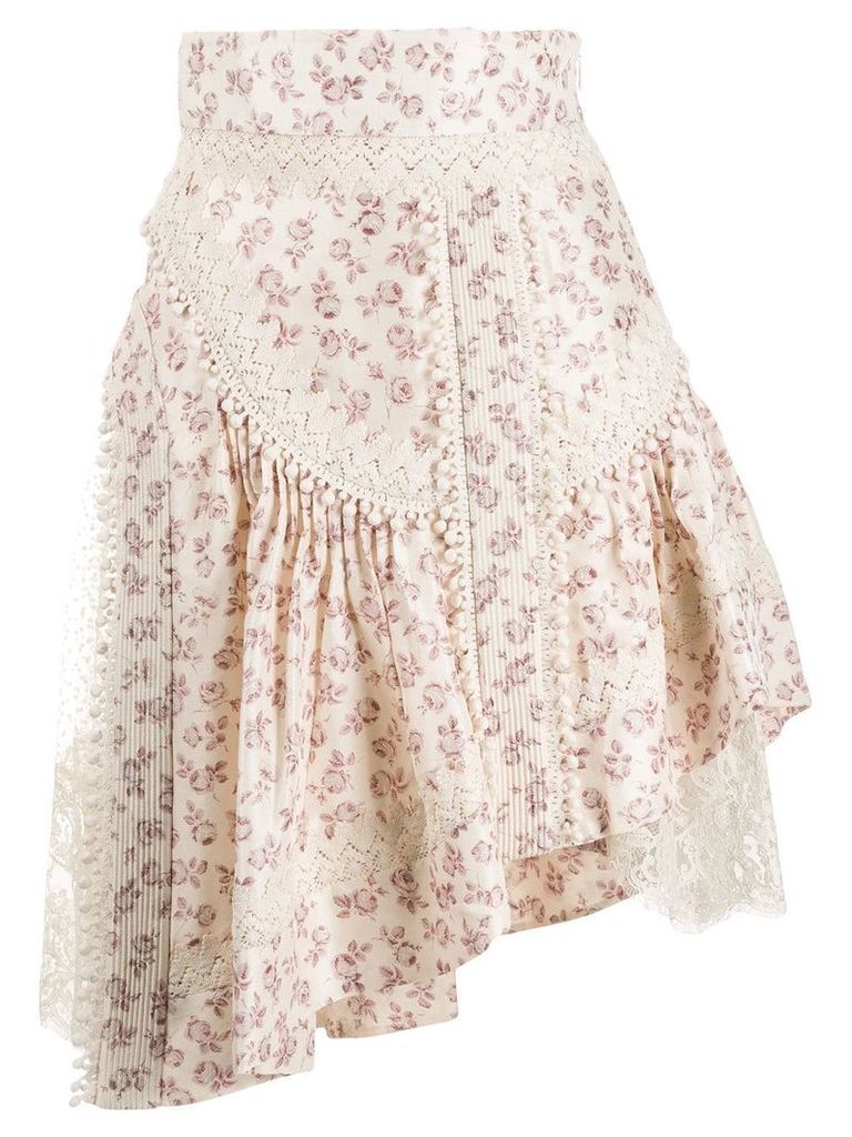 Zimmermann floral asymmetric skirt - NEUTRALS