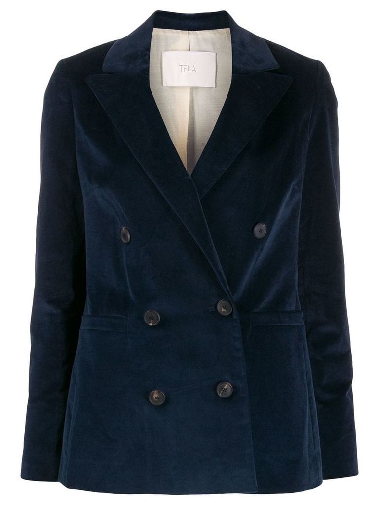 Tela double-breasted fitted blazer - Blue