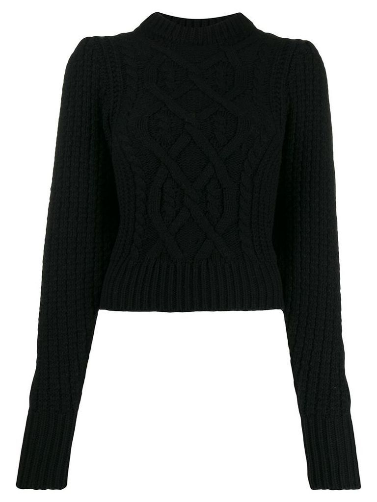 Wandering cropped cable-knit sweater - Black