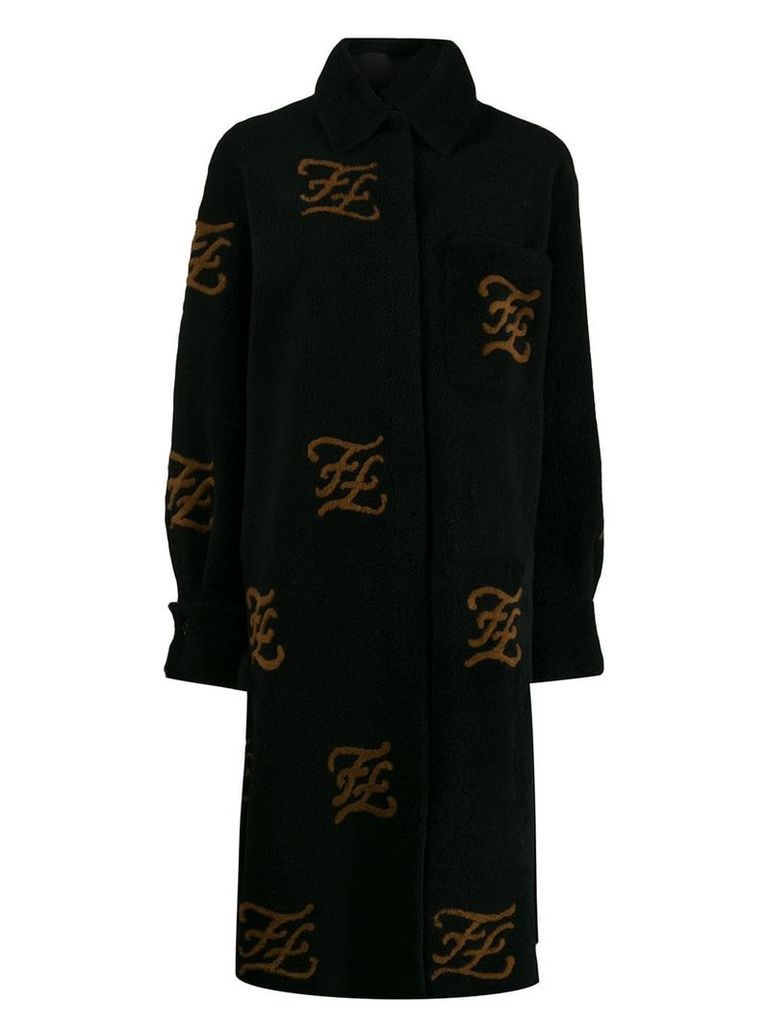 Fendi FF motif shearling coat - Black