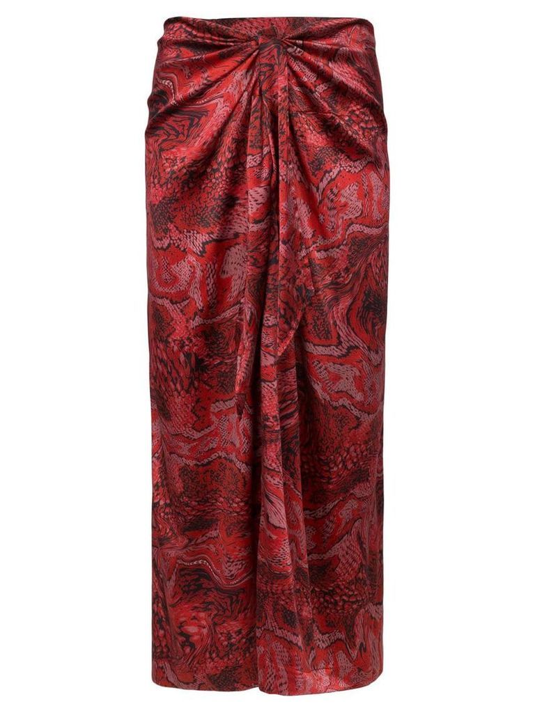 GANNI knotted-waist draped skirt - Red