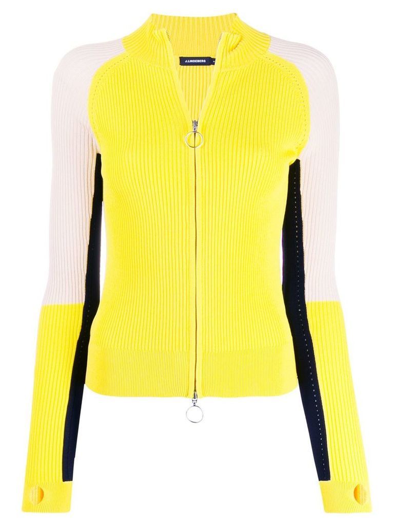 J.Lindeberg colour-block zipped cardigan - Yellow