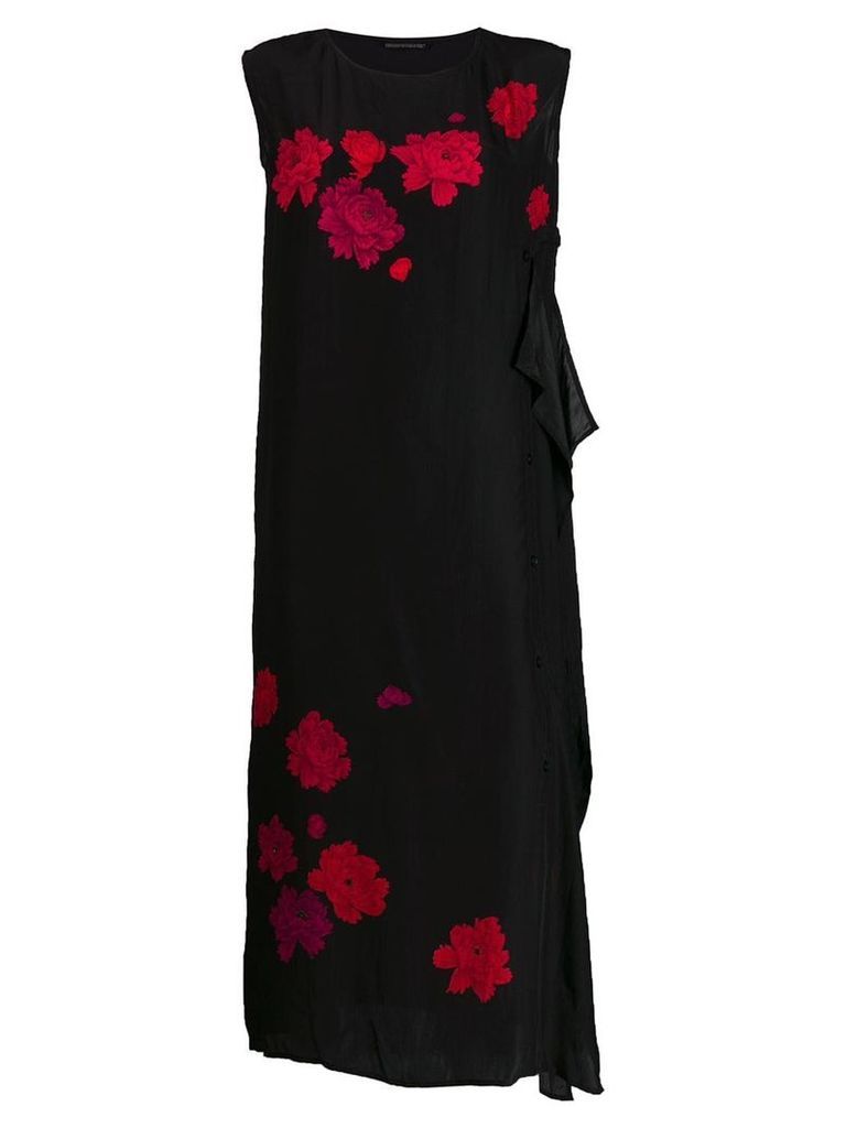 Yohji Yamamoto floral print shift dress - Black