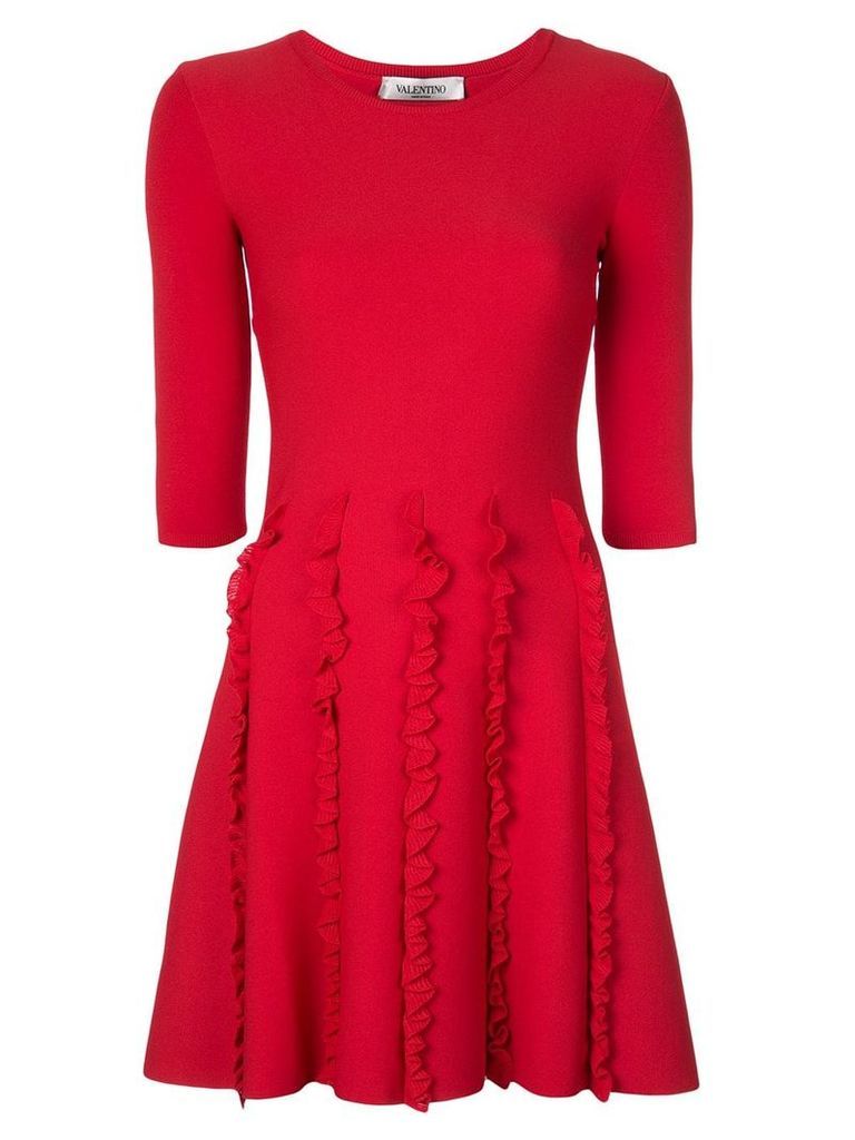 Valentino ruffle detail dress - Red