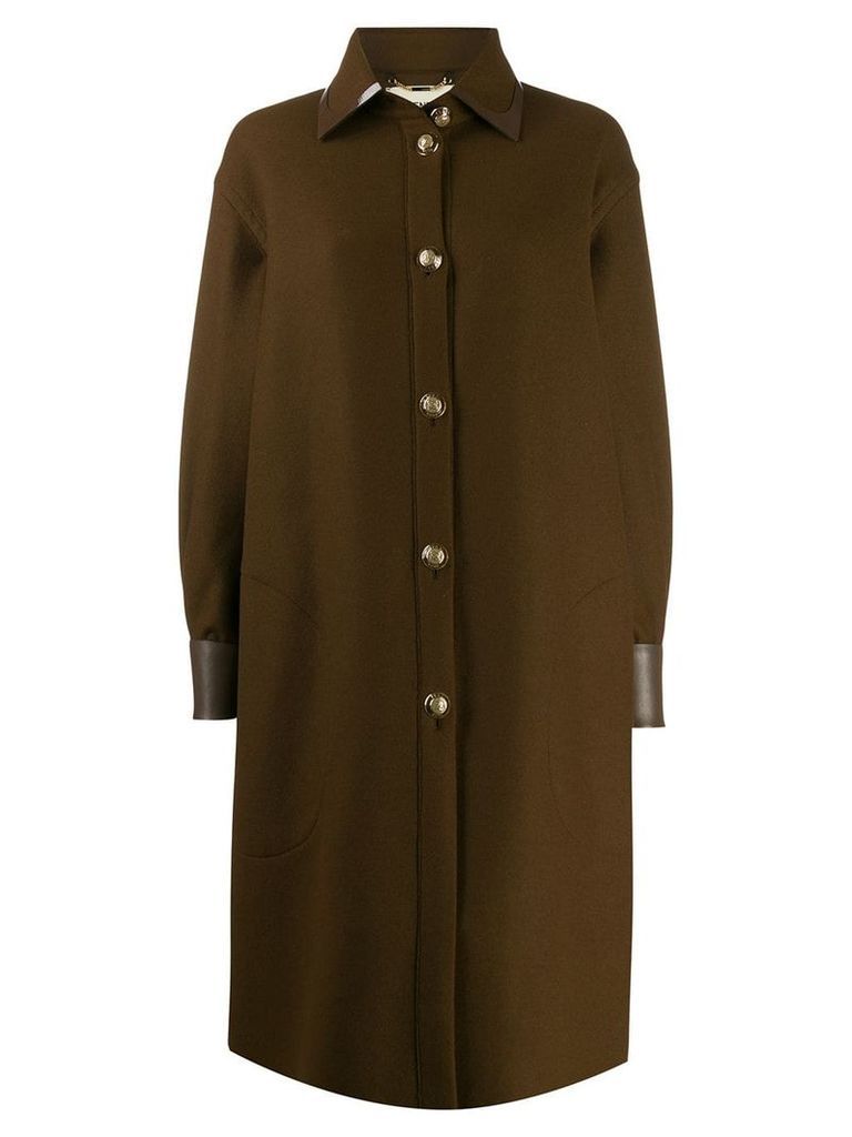 Fendi long shirt cut coat - Brown