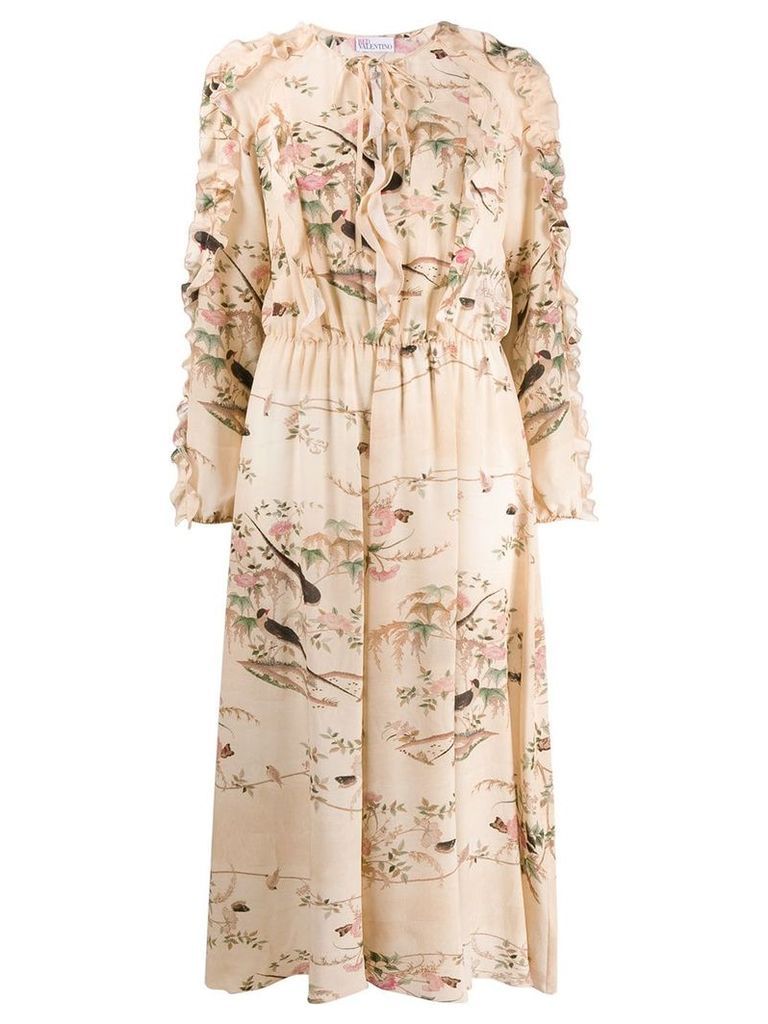 Red Valentino RED(V) floral and bird print dress - NEUTRALS