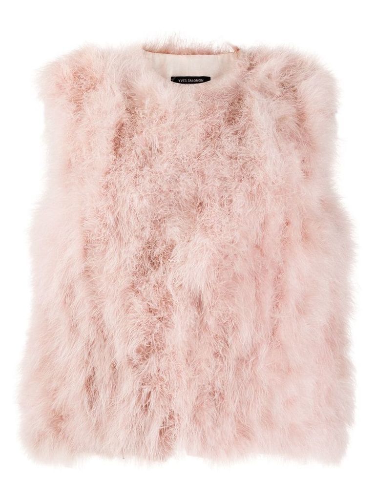 Yves Salomon Accessories feathered gilet - PINK