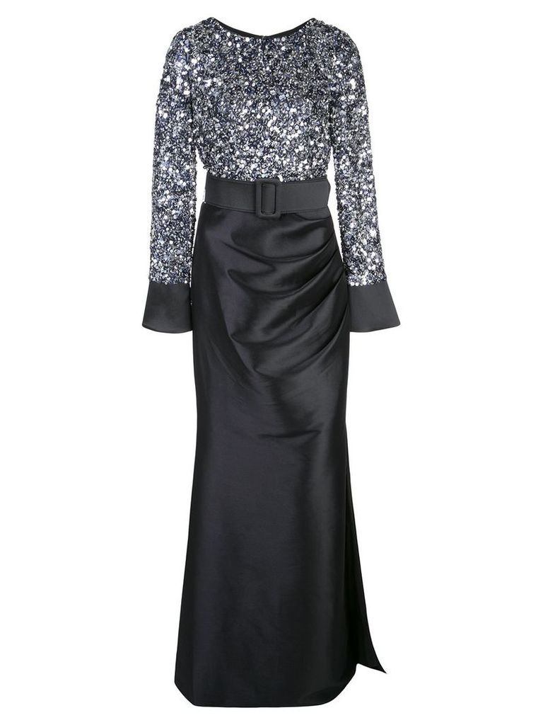Badgley Mischka embellished belted dress - Black