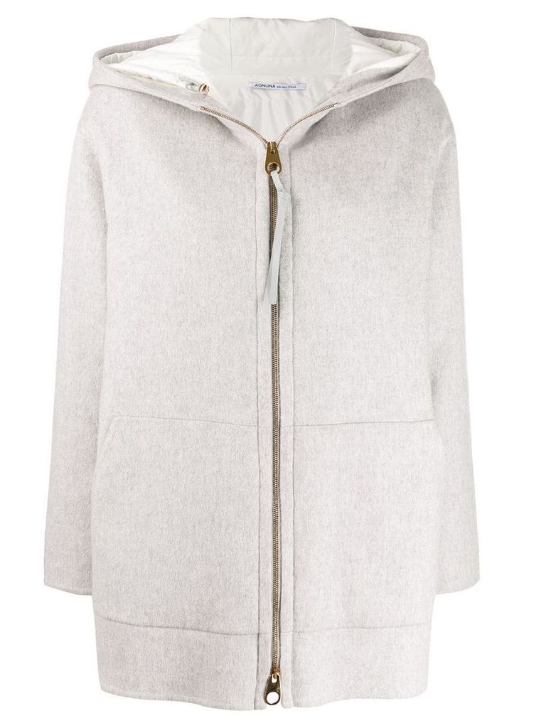 Agnona hooded paneled coat - Grey