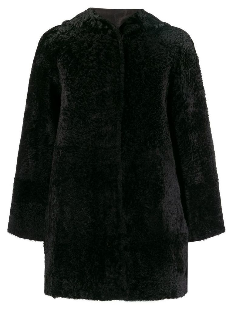 Drome reversible shearling hooded coat - Black
