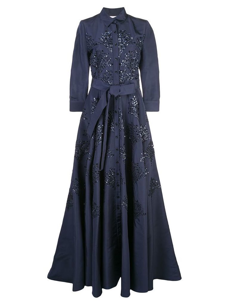 Carolina Herrera floral-embellished silk gown - Blue