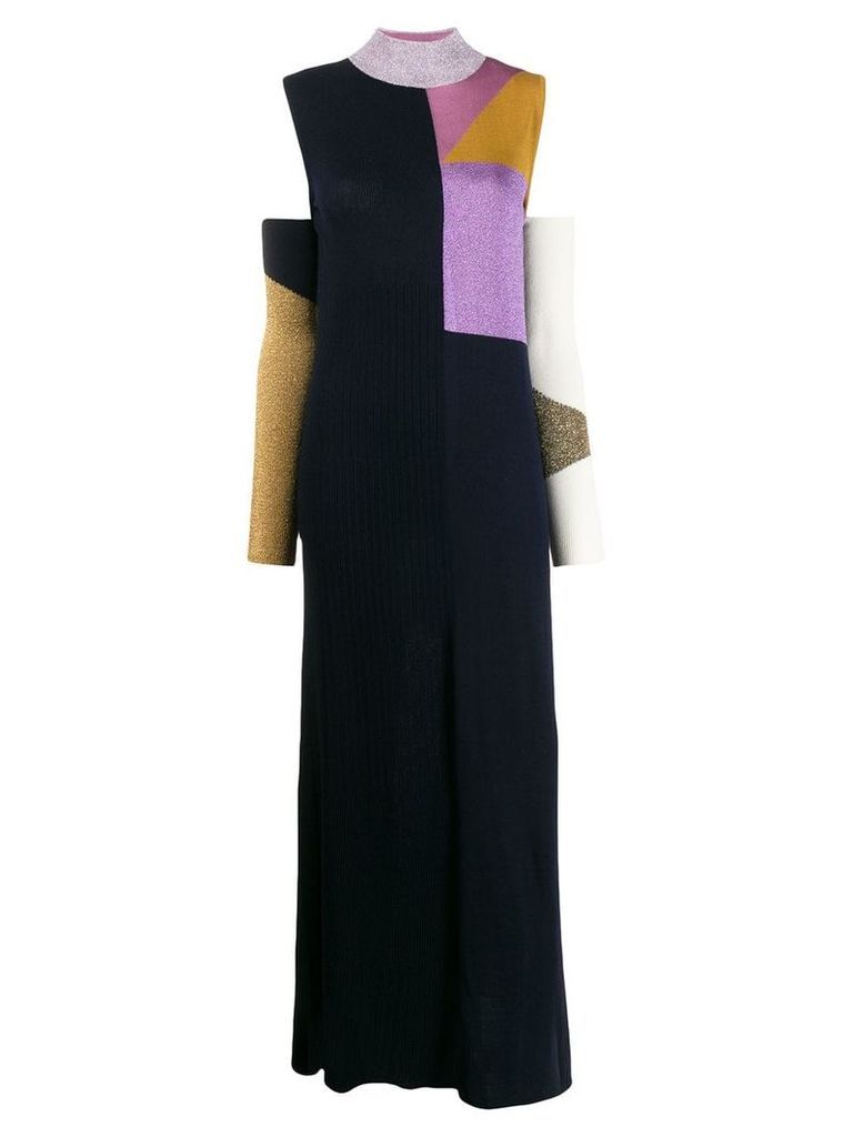 Missoni colour block long knitted dress - Blue